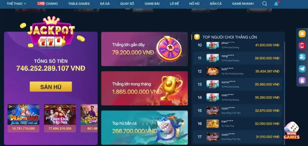 Ưu đãi dành riêng cho từng sảnh game CT88